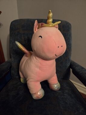 Pink Unicorn Plush with Sparkly  trim